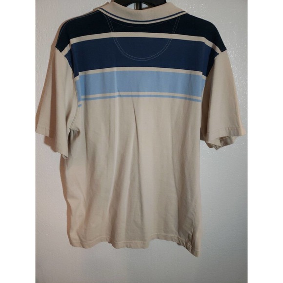 Vintage Anchor Blue Brand Short Sleeve Polo Shirt Mens Large Tan Blue - Picture 7 of 9